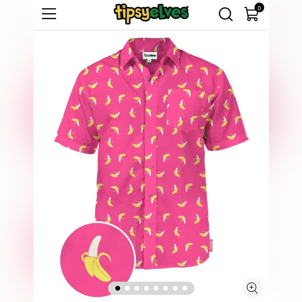 New Tipsy Elves Pink Banana Hawaiian Shirt size Large